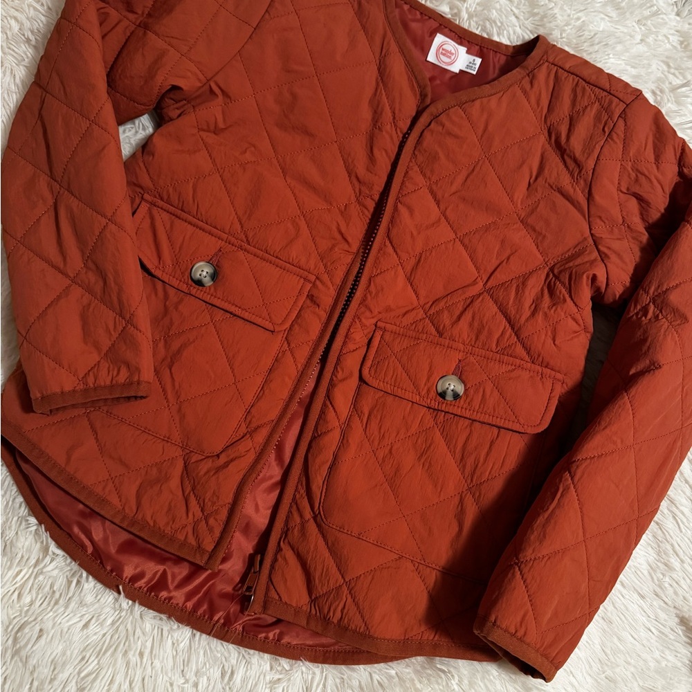 Kids Quilted Puffer Jacket - Rust